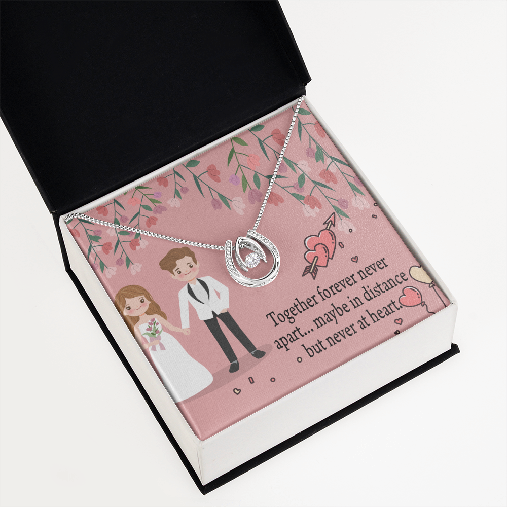 To My Wife Together Forever Lucky Horseshoe Necklace Message Card 14k w CZ Crystals-Express Your Love Gifts