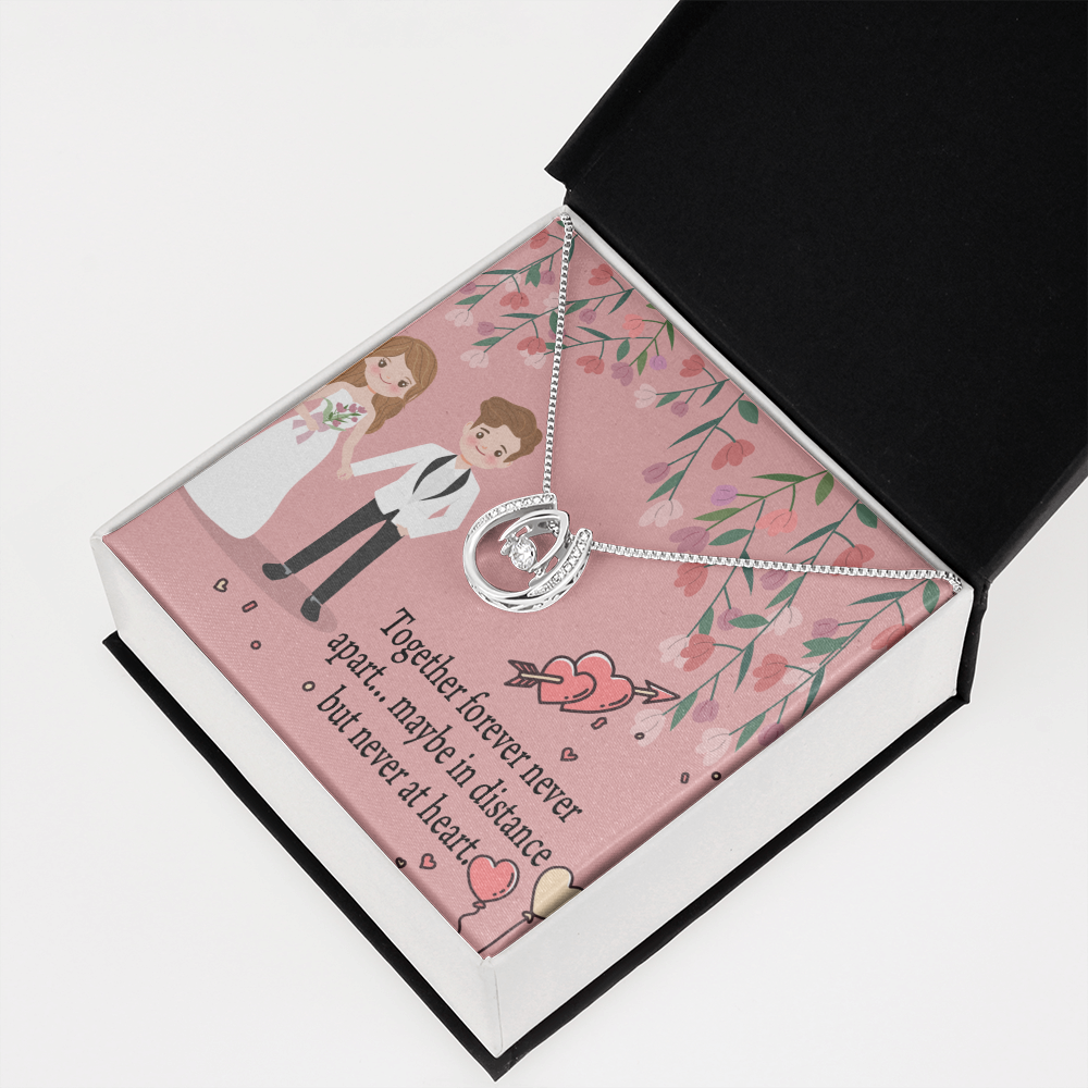 To My Wife Together Forever Lucky Horseshoe Necklace Message Card 14k w CZ Crystals-Express Your Love Gifts