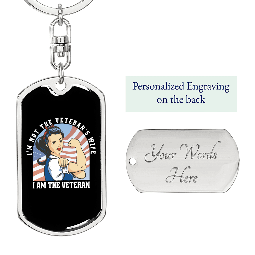 To My Wife Veteran Wife Keychain Stainless Steel or 18k Gold Dog Tag Keyring-Express Your Love Gifts