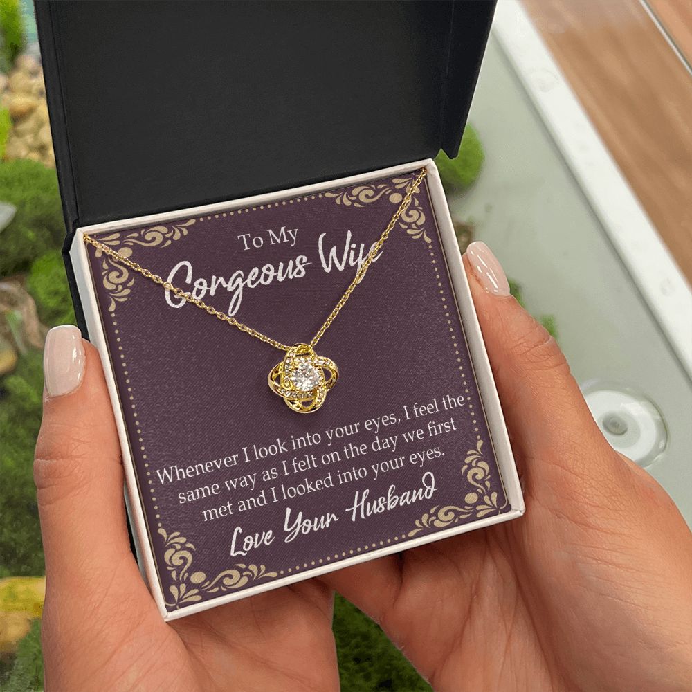 To My Wife Whenever I Look Into Your Eyes Infinity Knot Necklace Message Card-Express Your Love Gifts