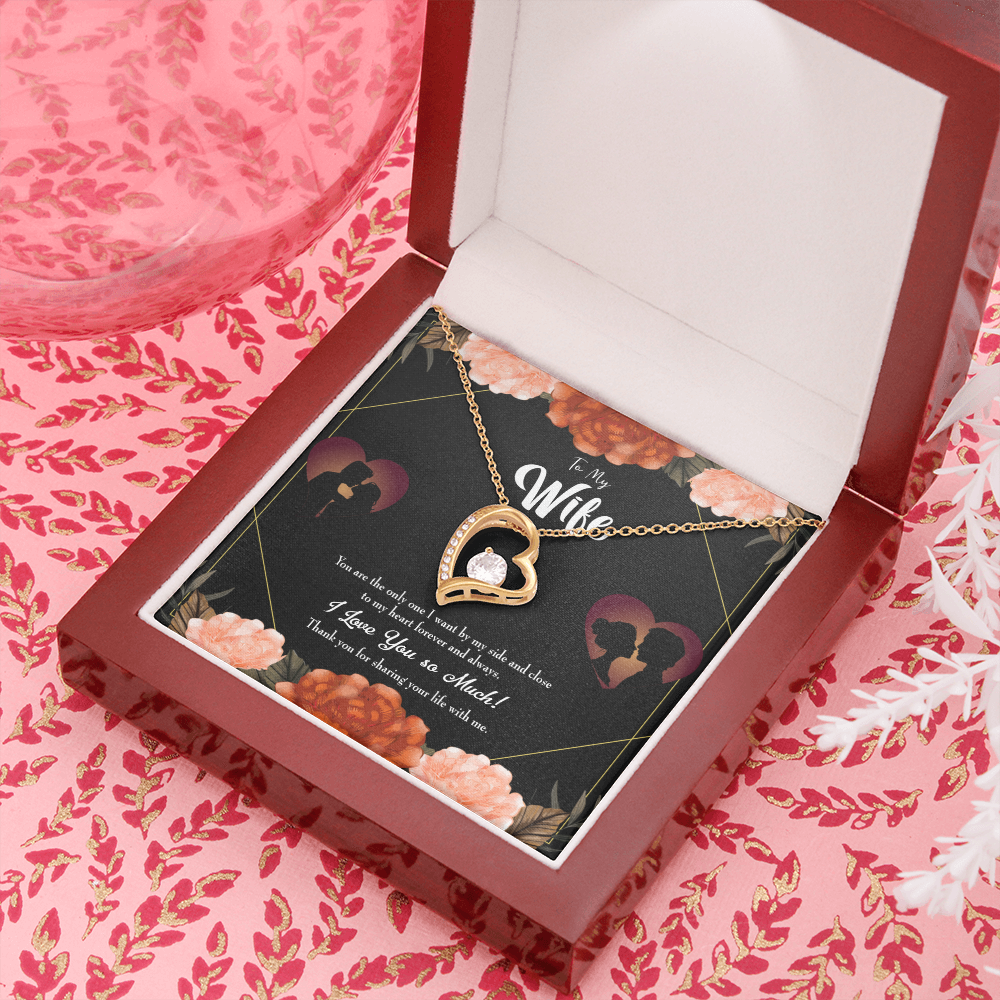 To My Wife Wife by my Side Forever Necklace w Message Card-Express Your Love Gifts