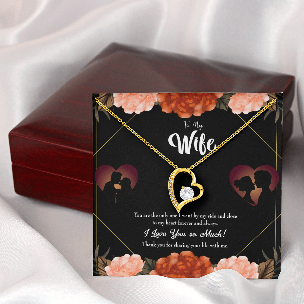 To My Wife Wife by my Side Forever Necklace w Message Card-Express Your Love Gifts