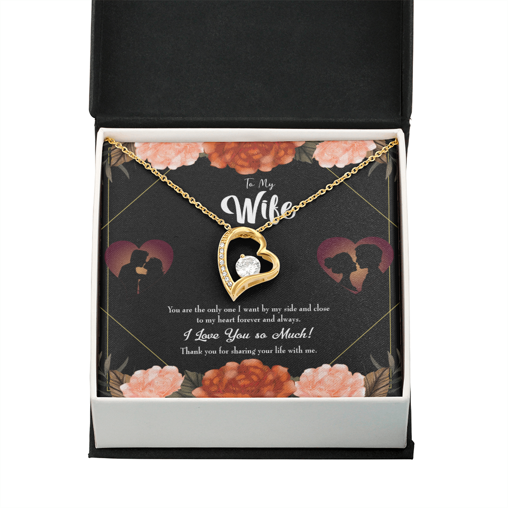 To My Wife Wife by my Side Forever Necklace w Message Card-Express Your Love Gifts