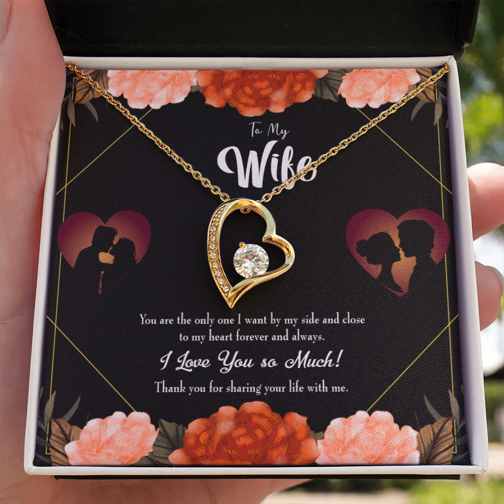 To My Wife Wife by my Side Forever Necklace w Message Card-Express Your Love Gifts