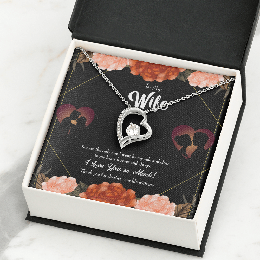 To My Wife Wife by my Side Forever Necklace w Message Card-Express Your Love Gifts