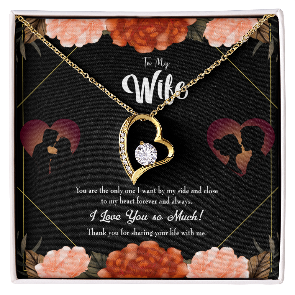 To My Wife Wife by my Side Forever Necklace w Message Card-Express Your Love Gifts