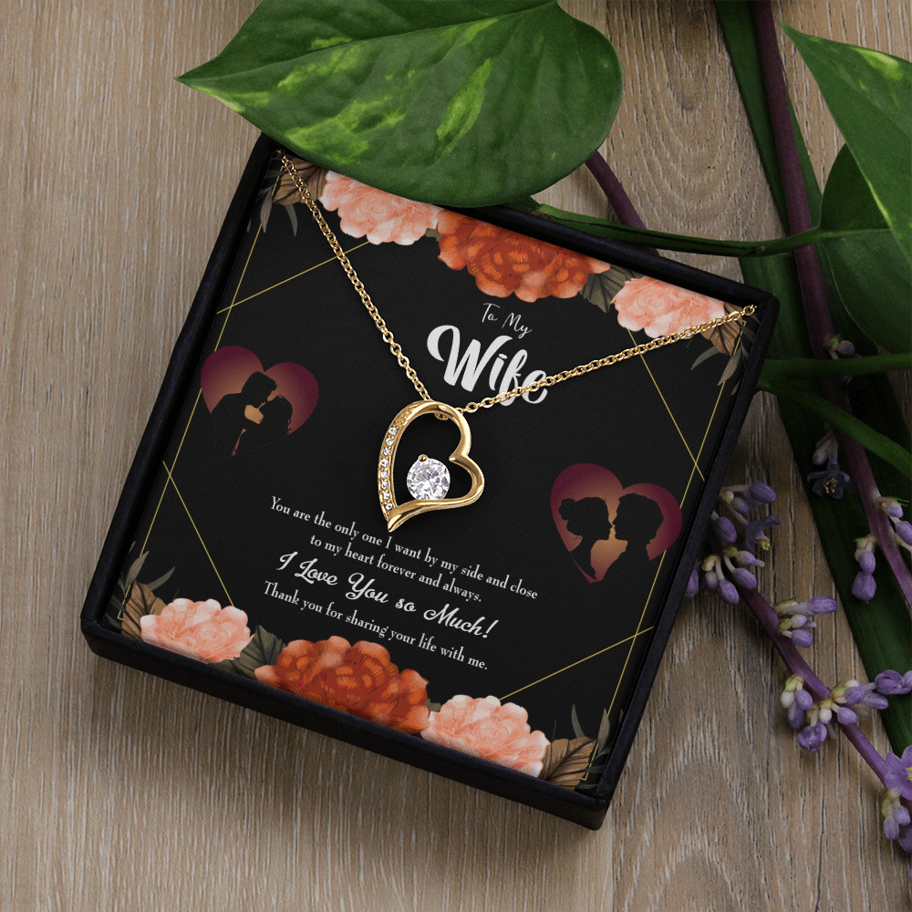 To My Wife Wife by my Side Forever Necklace w Message Card-Express Your Love Gifts