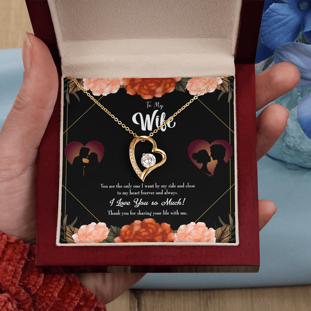 To My Wife Wife by my Side Forever Necklace w Message Card-Express Your Love Gifts