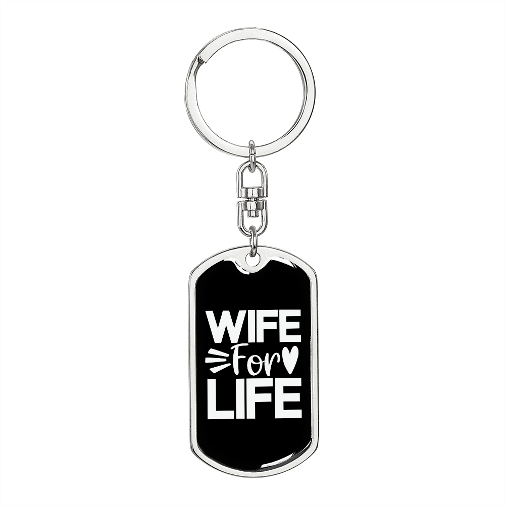 To My Wife Wife For Life Keychain Stainless Steel or 18k Gold Dog Tag Keyring-Express Your Love Gifts