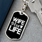 To My Wife Wife For Life Keychain Stainless Steel or 18k Gold Dog Tag Keyring-Express Your Love Gifts