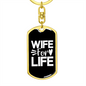 To My Wife Wife For Life Keychain Stainless Steel or 18k Gold Dog Tag Keyring-Express Your Love Gifts