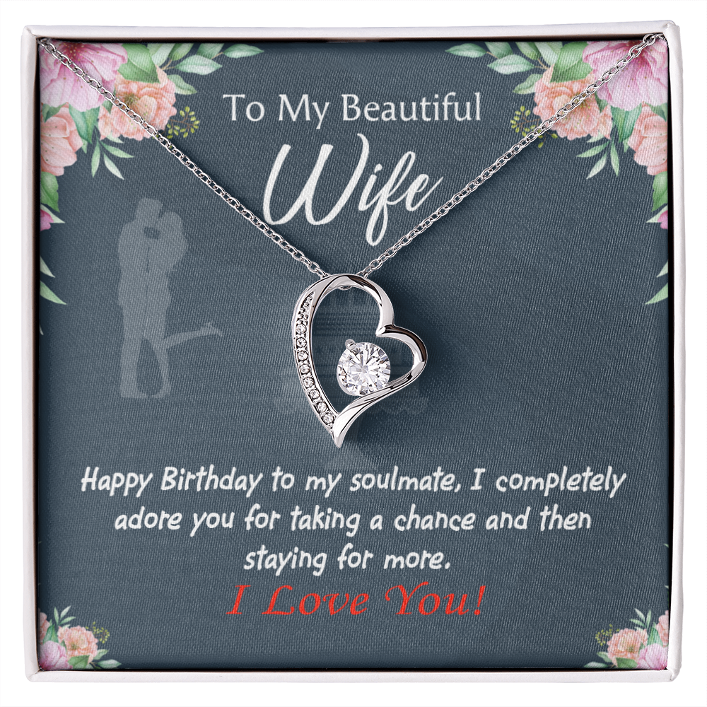 To My Wife Wife I Completely Adore Birthday Message Forever Necklace w Message Card-Express Your Love Gifts