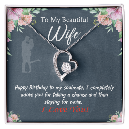 To My Wife Wife I Completely Adore Birthday Message Forever Necklace w Message Card-Express Your Love Gifts