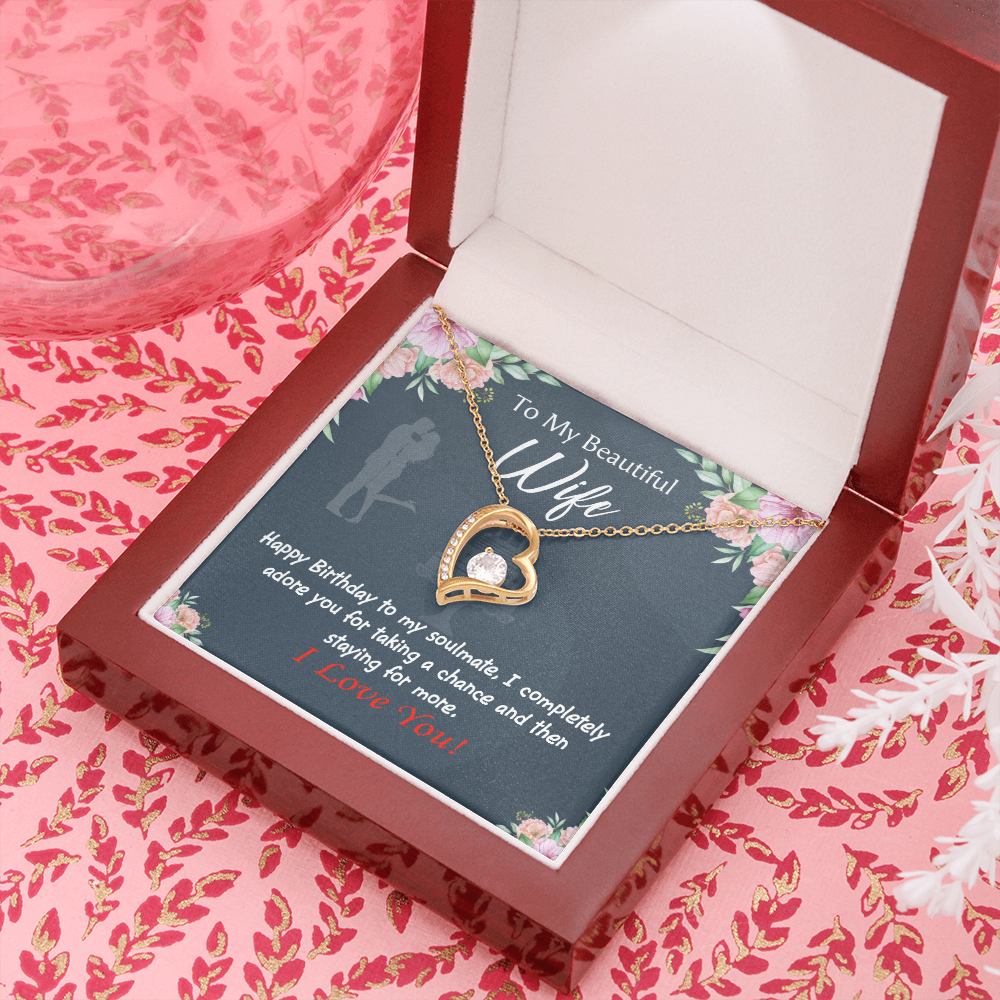 To My Wife Wife I Completely Adore Birthday Message Forever Necklace w Message Card-Express Your Love Gifts