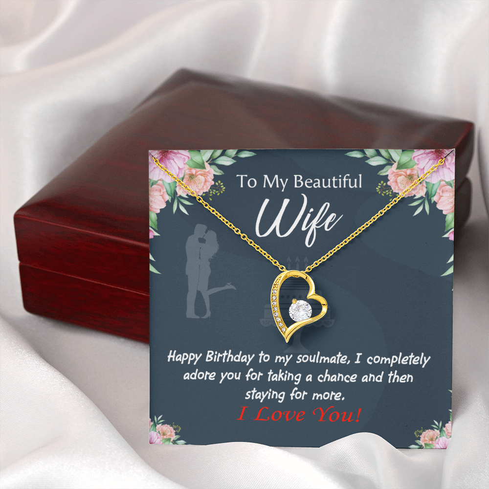 To My Wife Wife I Completely Adore Birthday Message Forever Necklace w Message Card-Express Your Love Gifts