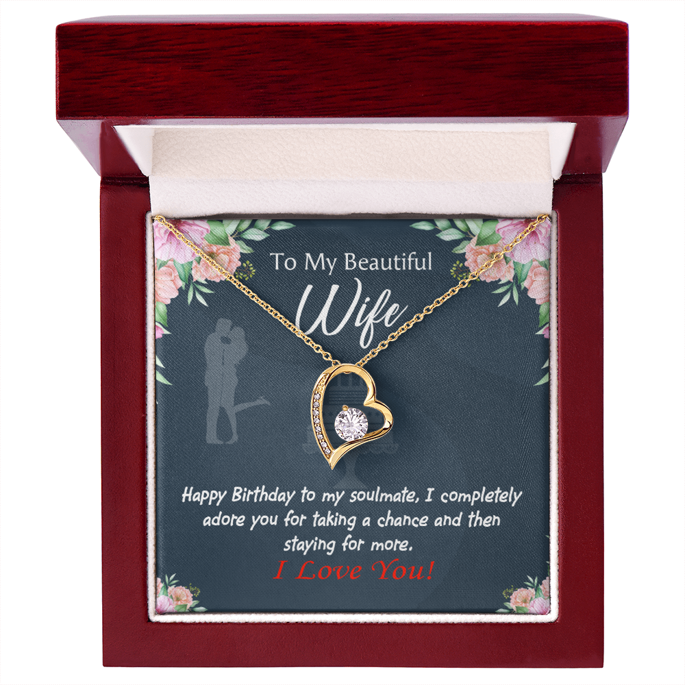 To My Wife Wife I Completely Adore Birthday Message Forever Necklace w Message Card-Express Your Love Gifts