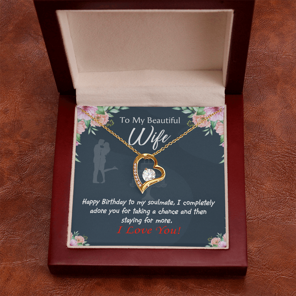 To My Wife Wife I Completely Adore Birthday Message Forever Necklace w Message Card-Express Your Love Gifts