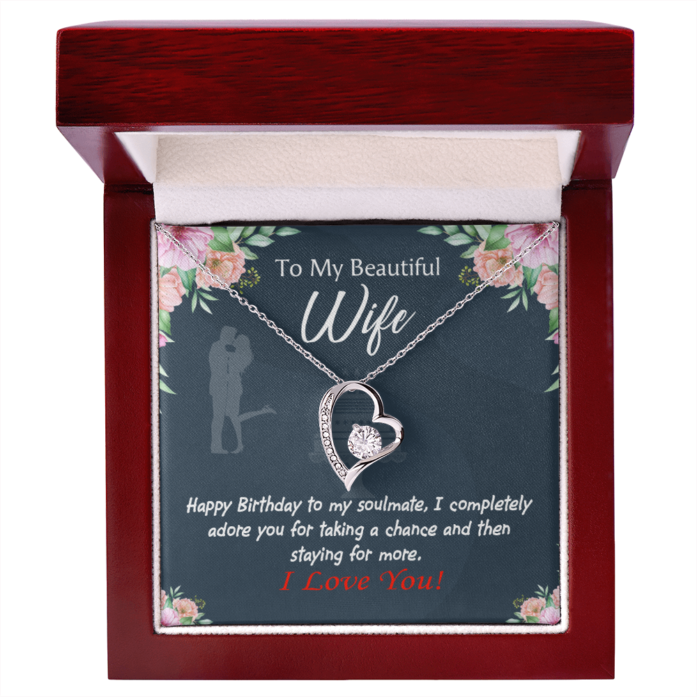 To My Wife Wife I Completely Adore Birthday Message Forever Necklace w Message Card-Express Your Love Gifts