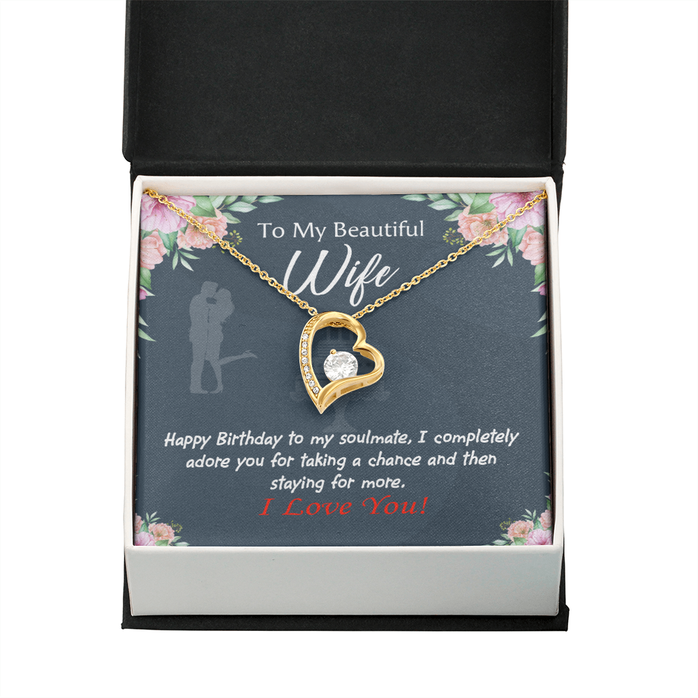To My Wife Wife I Completely Adore Birthday Message Forever Necklace w Message Card-Express Your Love Gifts