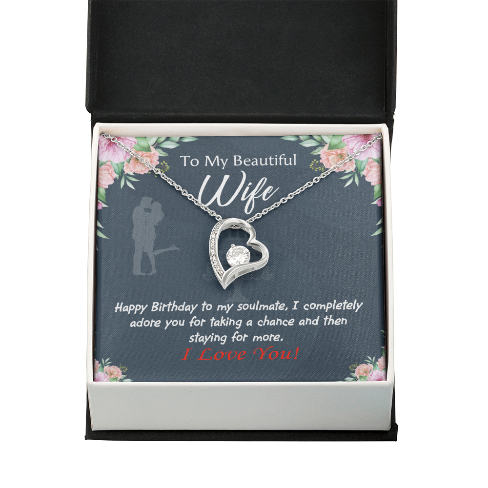To My Wife Wife I Completely Adore Birthday Message Forever Necklace w Message Card-Express Your Love Gifts
