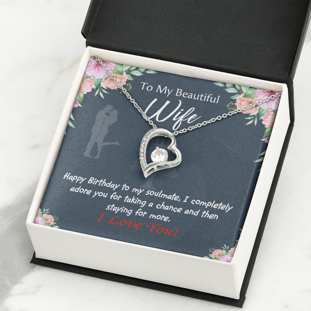 To My Wife Wife I Completely Adore Birthday Message Forever Necklace w Message Card-Express Your Love Gifts
