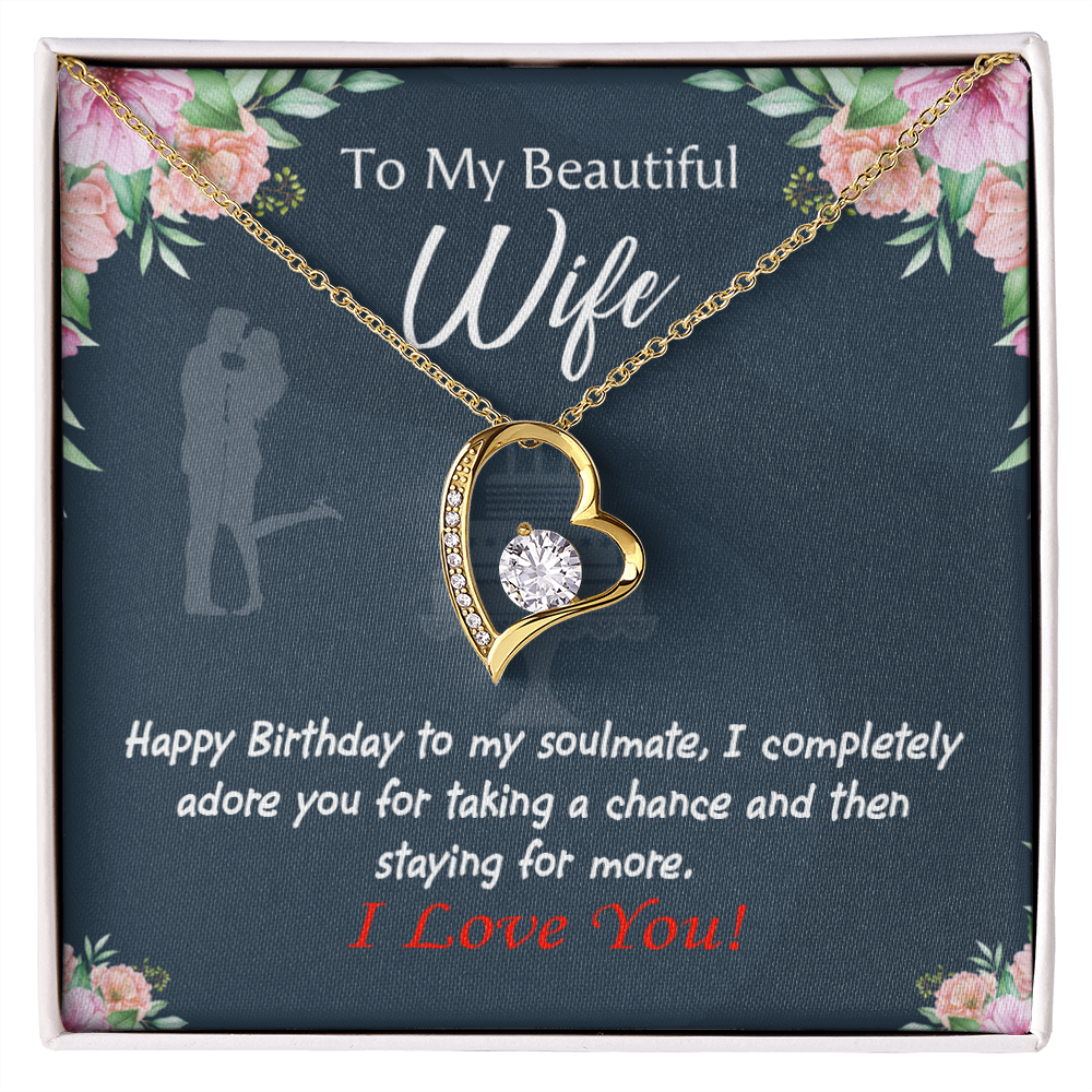 To My Wife Wife I Completely Adore Birthday Message Forever Necklace w Message Card-Express Your Love Gifts