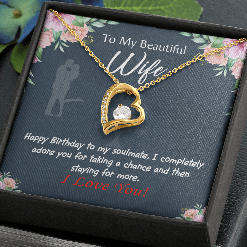 To My Wife Wife I Completely Adore Birthday Message Forever Necklace w Message Card-Express Your Love Gifts