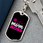 To My Wife Wife Mom Boss Pink Keychain Stainless Steel or 18k Gold Dog Tag Keyring-Express Your Love Gifts