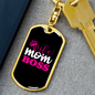 To My Wife Wife Mom Boss Pink Keychain Stainless Steel or 18k Gold Dog Tag Keyring-Express Your Love Gifts