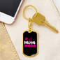 To My Wife Wife Mom Boss Pink Keychain Stainless Steel or 18k Gold Dog Tag Keyring-Express Your Love Gifts