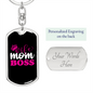 To My Wife Wife Mom Boss Pink Keychain Stainless Steel or 18k Gold Dog Tag Keyring-Express Your Love Gifts
