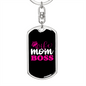 To My Wife Wife Mom Boss Pink Keychain Stainless Steel or 18k Gold Dog Tag Keyring-Express Your Love Gifts