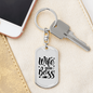 To My Wife Wife Mom Boss White Keychain Stainless Steel or 18k Gold Dog Tag Keyring-Express Your Love Gifts