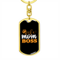 To My Wife Wife Mom Boss Yellow Keychain Stainless Steel or 18k Gold Dog Tag Keyring-Express Your Love Gifts