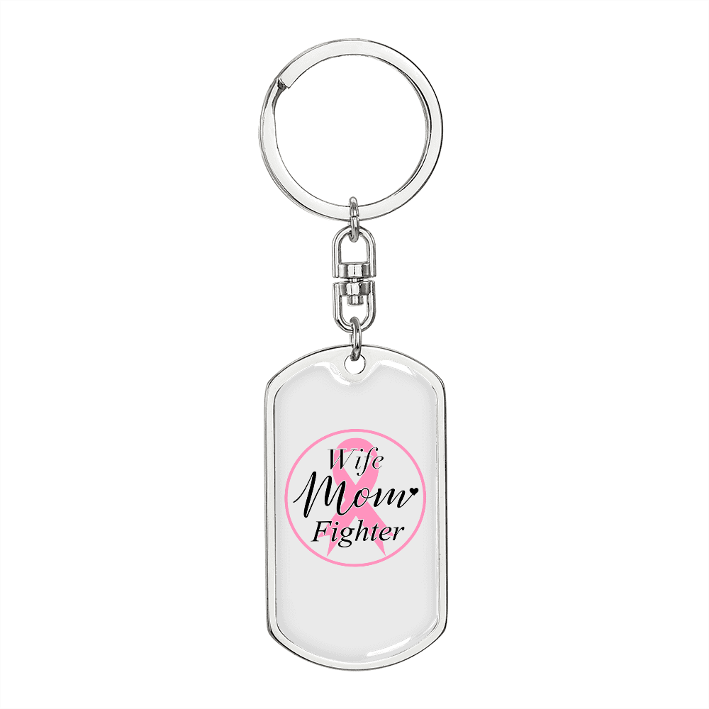 To My Wife Wife Mom Fighter Keychain Stainless Steel or 18k Gold Dog Tag Keyring-Express Your Love Gifts