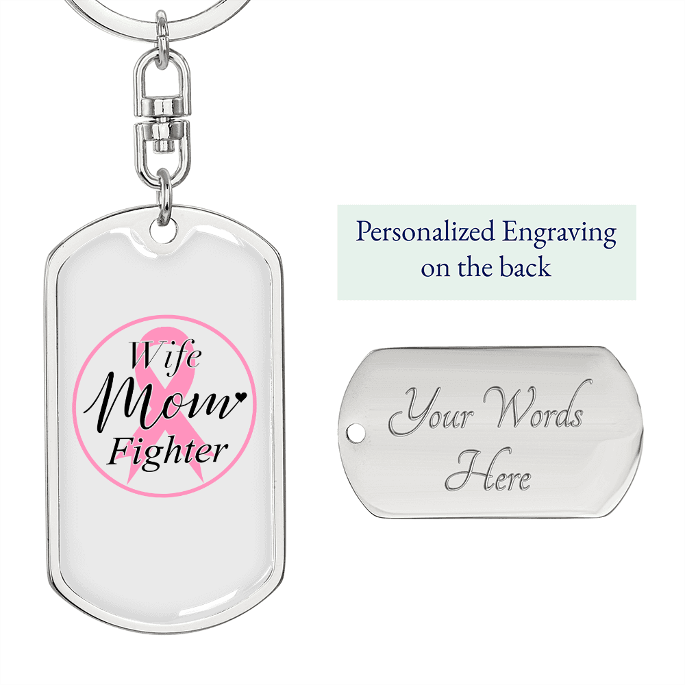 To My Wife Wife Mom Fighter Keychain Stainless Steel or 18k Gold Dog Tag Keyring-Express Your Love Gifts