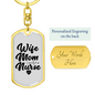 To My Wife Wife Mom Nurse Heart Keychain Stainless Steel or 18k Gold Dog Tag Keyring-Express Your Love Gifts