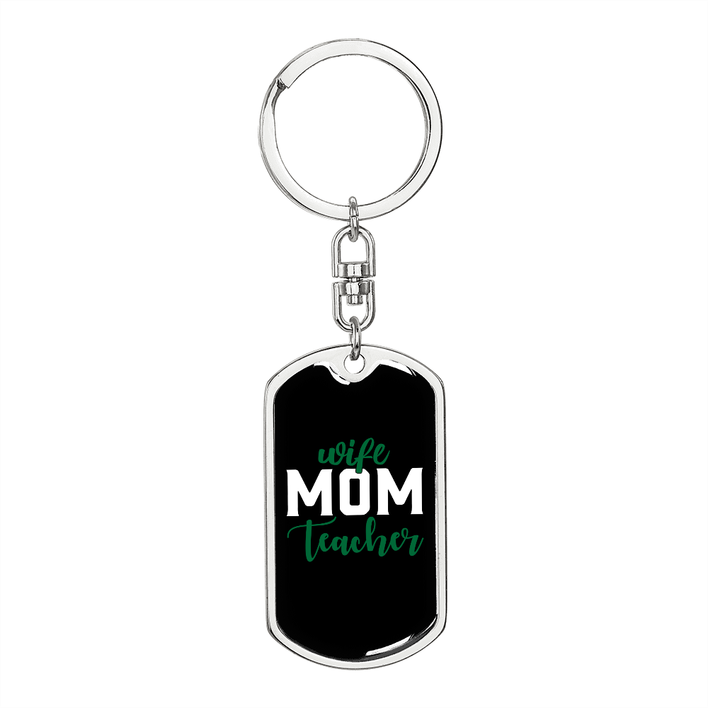 To My Wife Wife Mom Teacher Keychain Stainless Steel or 18k Gold Dog Tag Keyring-Express Your Love Gifts
