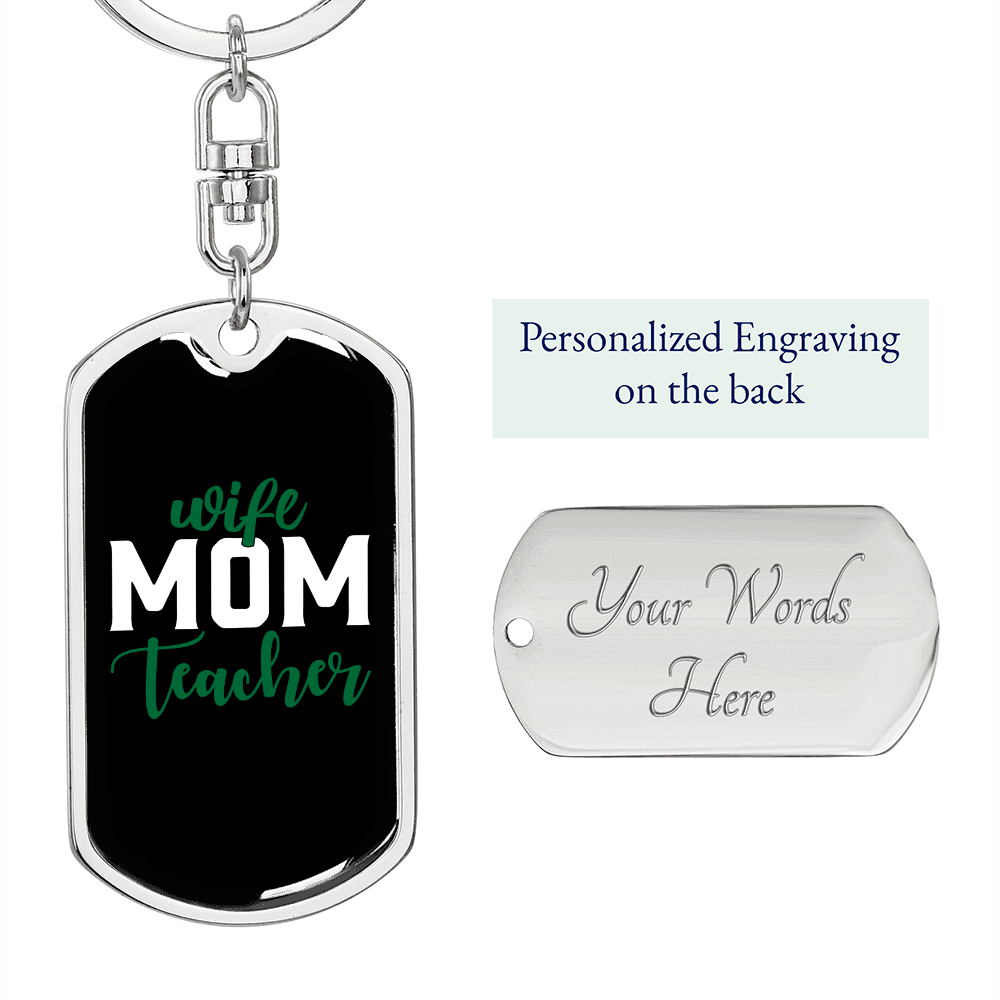 To My Wife Wife Mom Teacher Keychain Stainless Steel or 18k Gold Dog Tag Keyring-Express Your Love Gifts
