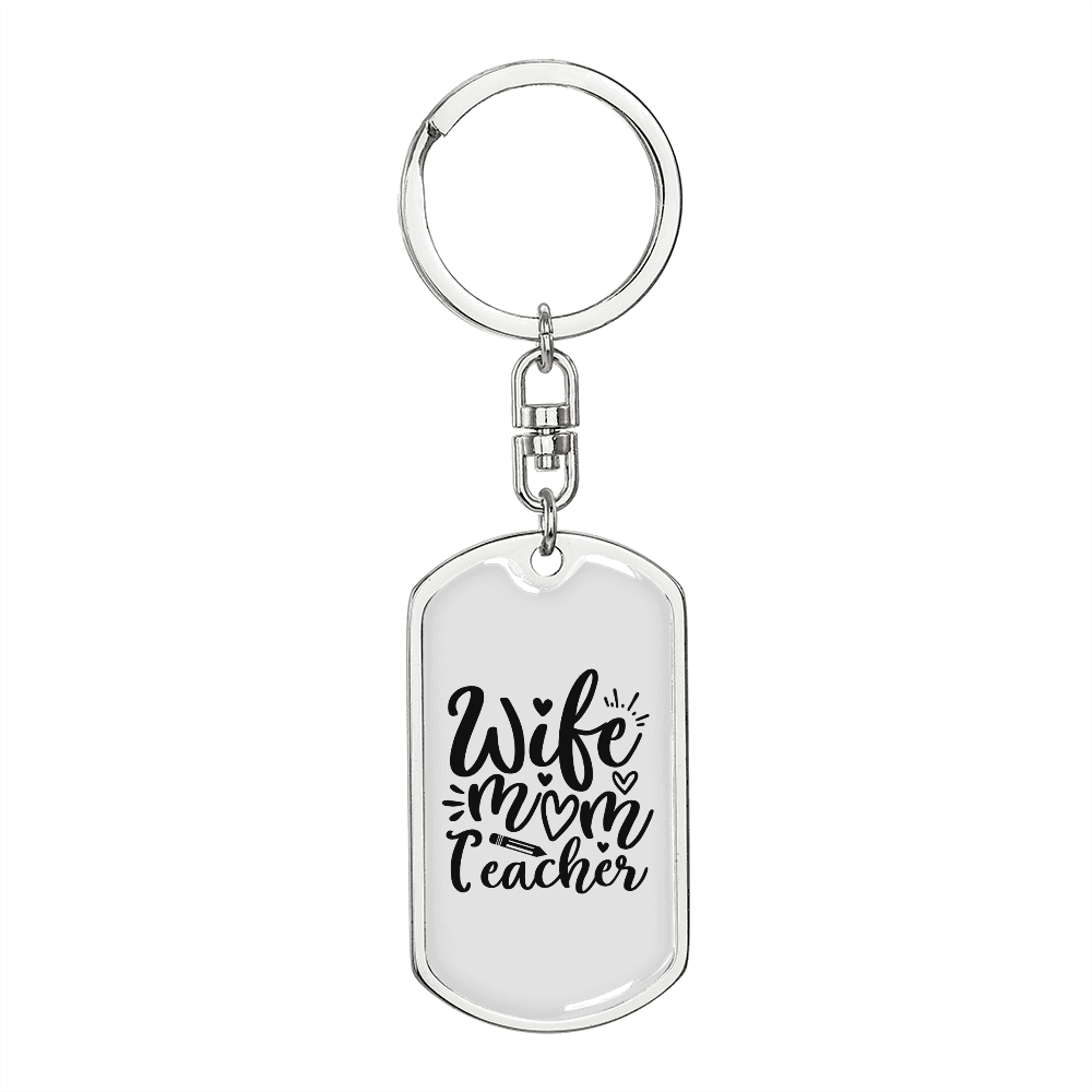To My Wife Wife Mom Teacher Wife Keychain Stainless Steel or 18k Gold Dog Tag Keyring-Express Your Love Gifts