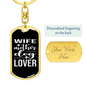 To My Wife Wife Mother Dog Lover Black and White Keychain Stainless Steel or 18k Gold Dog Tag Keyring-Express Your Love Gifts