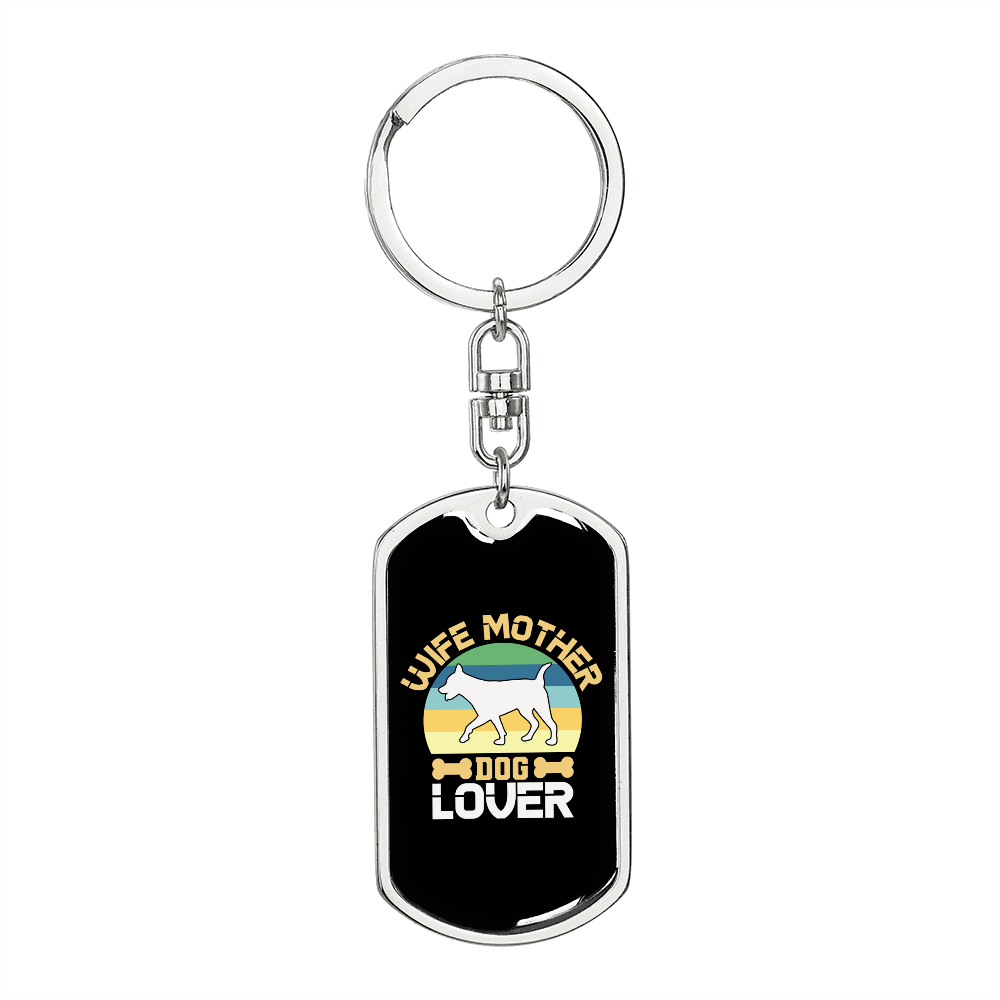 To My Wife Wife Mother Dog Lover Black Keychain Stainless Steel or 18k Gold Dog Tag Keyring-Express Your Love Gifts