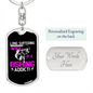To My Wife Wife of a Fishing Addict Keychain Stainless Steel or 18k Gold Dog Tag Keyring-Express Your Love Gifts