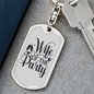 To My Wife Wife Of The Party Keychain Stainless Steel or 18k Gold Dog Tag Keyring-Express Your Love Gifts