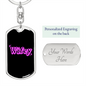 To My Wife Wifey Keychain Stainless Steel or 18k Gold Dog Tag Keyring-Express Your Love Gifts