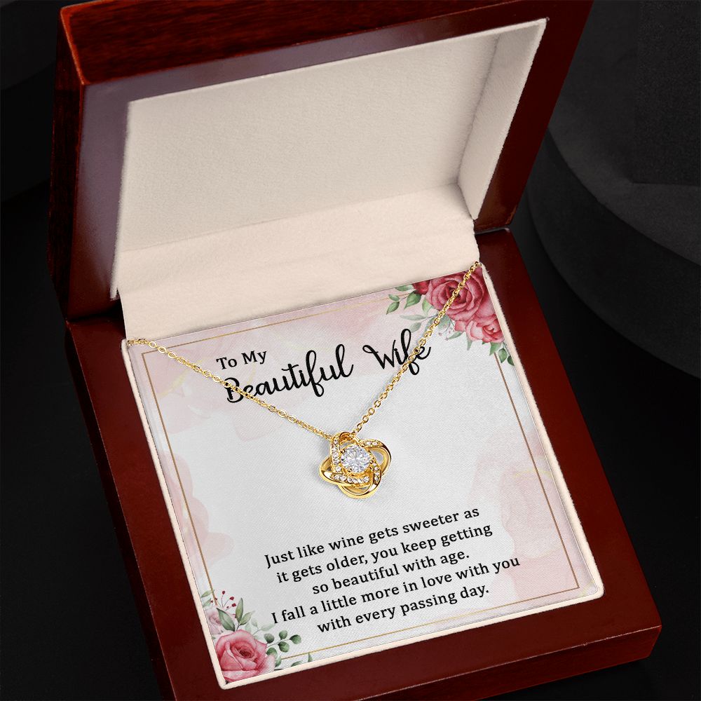 To My Wife Wine Gets Sweeter Infinity Knot Necklace Message Card-Express Your Love Gifts