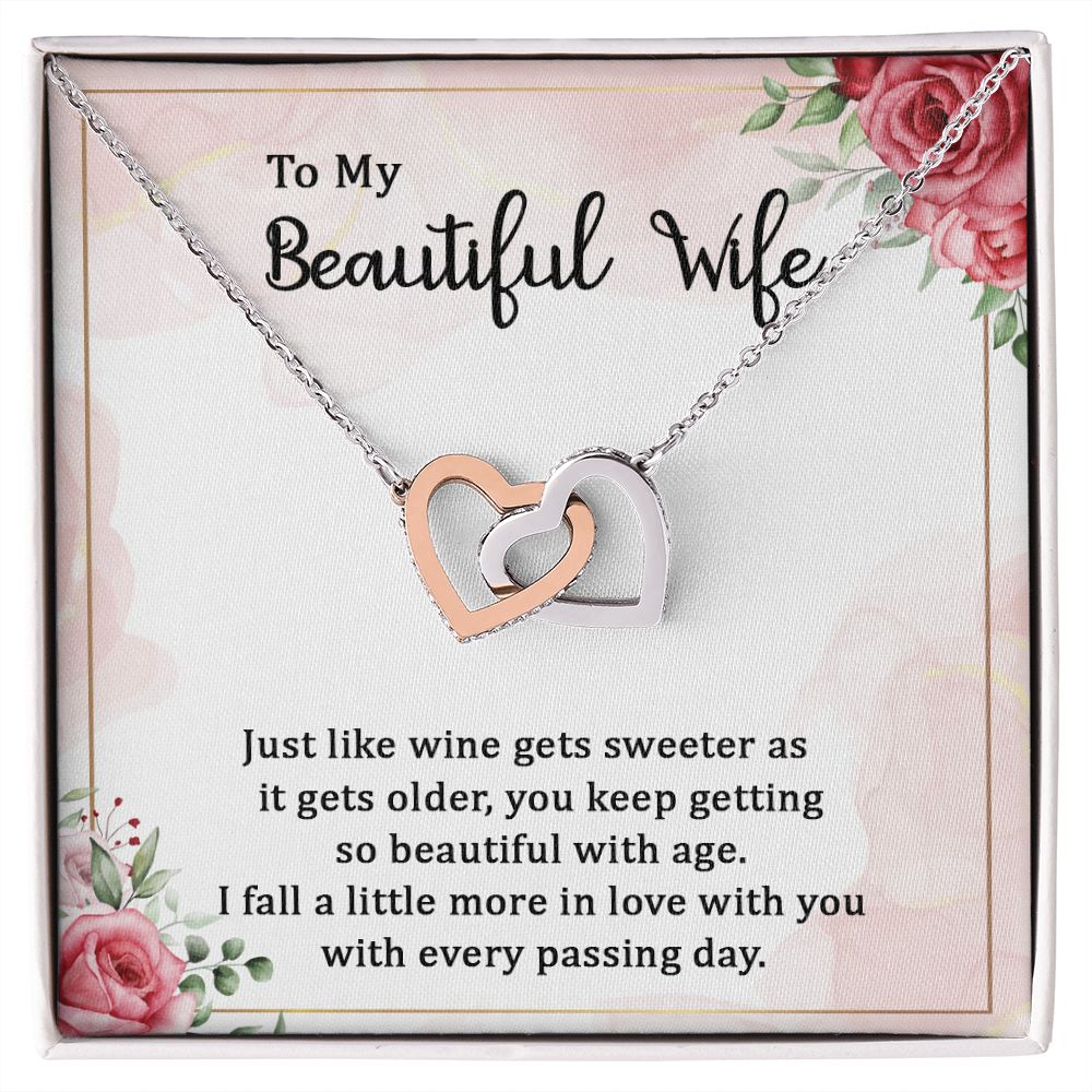 To My Wife Wine Gets Sweeter Inseparable Necklace-Express Your Love Gifts