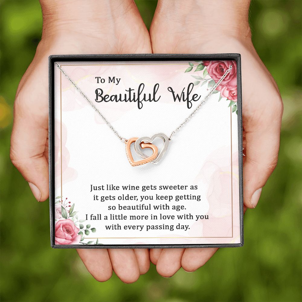 To My Wife Wine Gets Sweeter Inseparable Necklace-Express Your Love Gifts