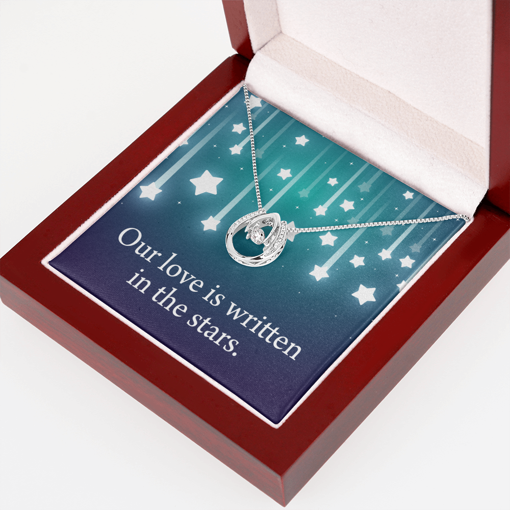 To My Wife Written In The Stars Lucky Horseshoe Necklace Message Card 14k w CZ Crystals-Express Your Love Gifts