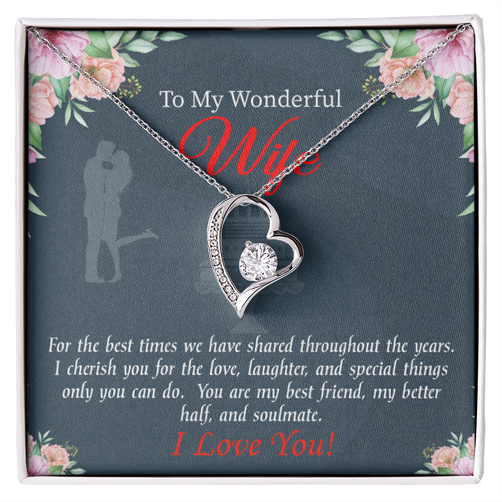 To My Wife You Are Cherished Birthday Message Forever Necklace w Message Card-Express Your Love Gifts